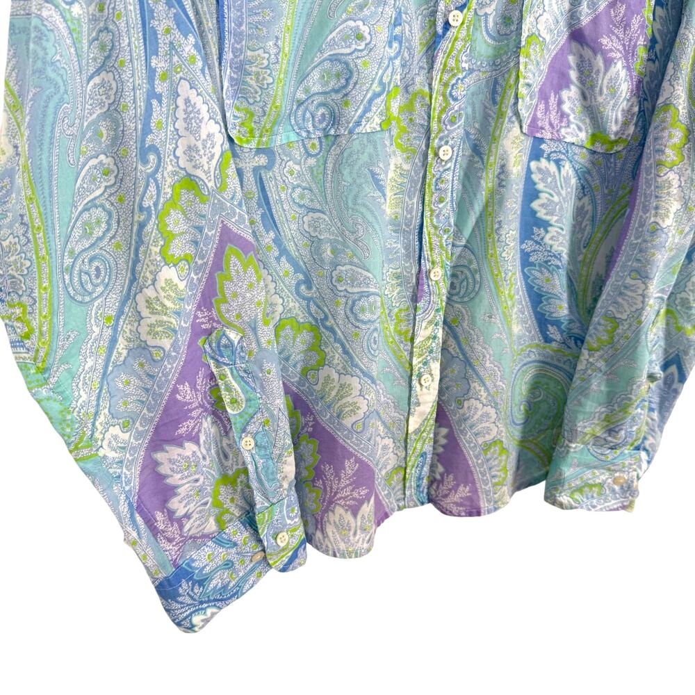Ralph Lauren Sz XL Blue Green Tropical Lightweight Long Sleeve Blouse Shirt Top - Picture 7 of 9